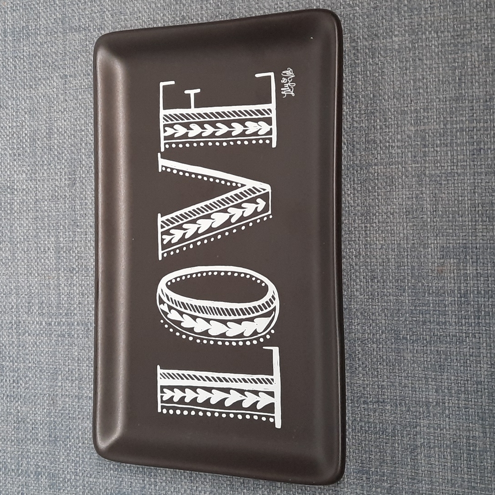 Ceramic Trinket Tray LOVE Love Dresser Dish Organizer